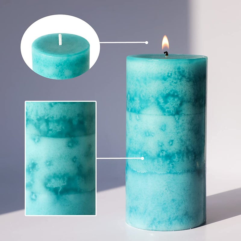 FLAVCHARM Pillar Candles Ocean Breeze Scented 3x6 inch Long-Lasting Clean Burning Candle 3 Pack Teal Turquoise Candles Coastal Themed Ocean Marine Rustic Decor for Home Bathroom Wedding - Image 5